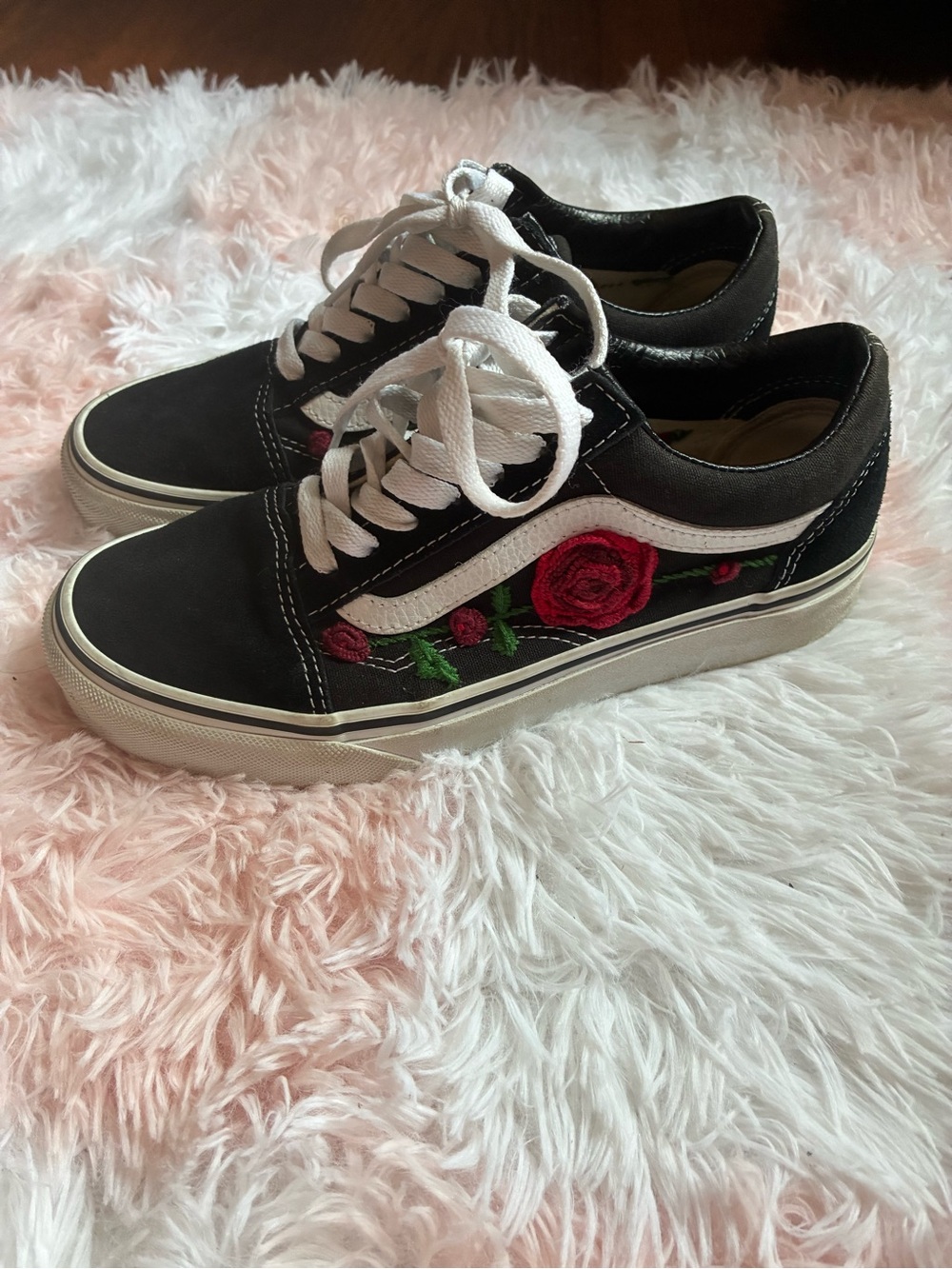 Custom Embroidered Roses and vines Vans